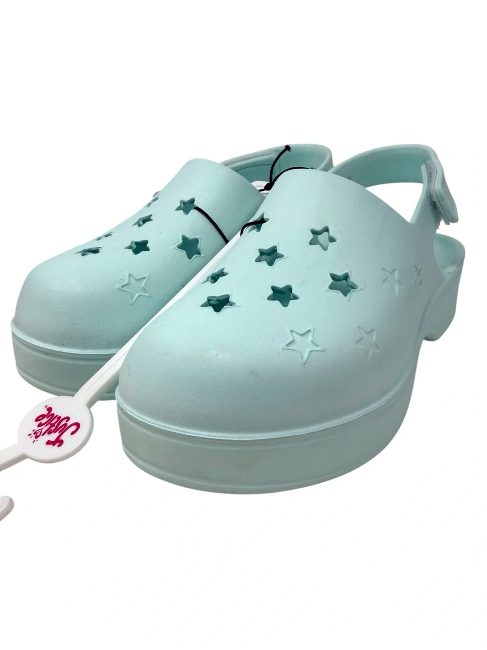 Justice Mint Green Star Clog Sandals girls size US 3 /EU 35 NWT